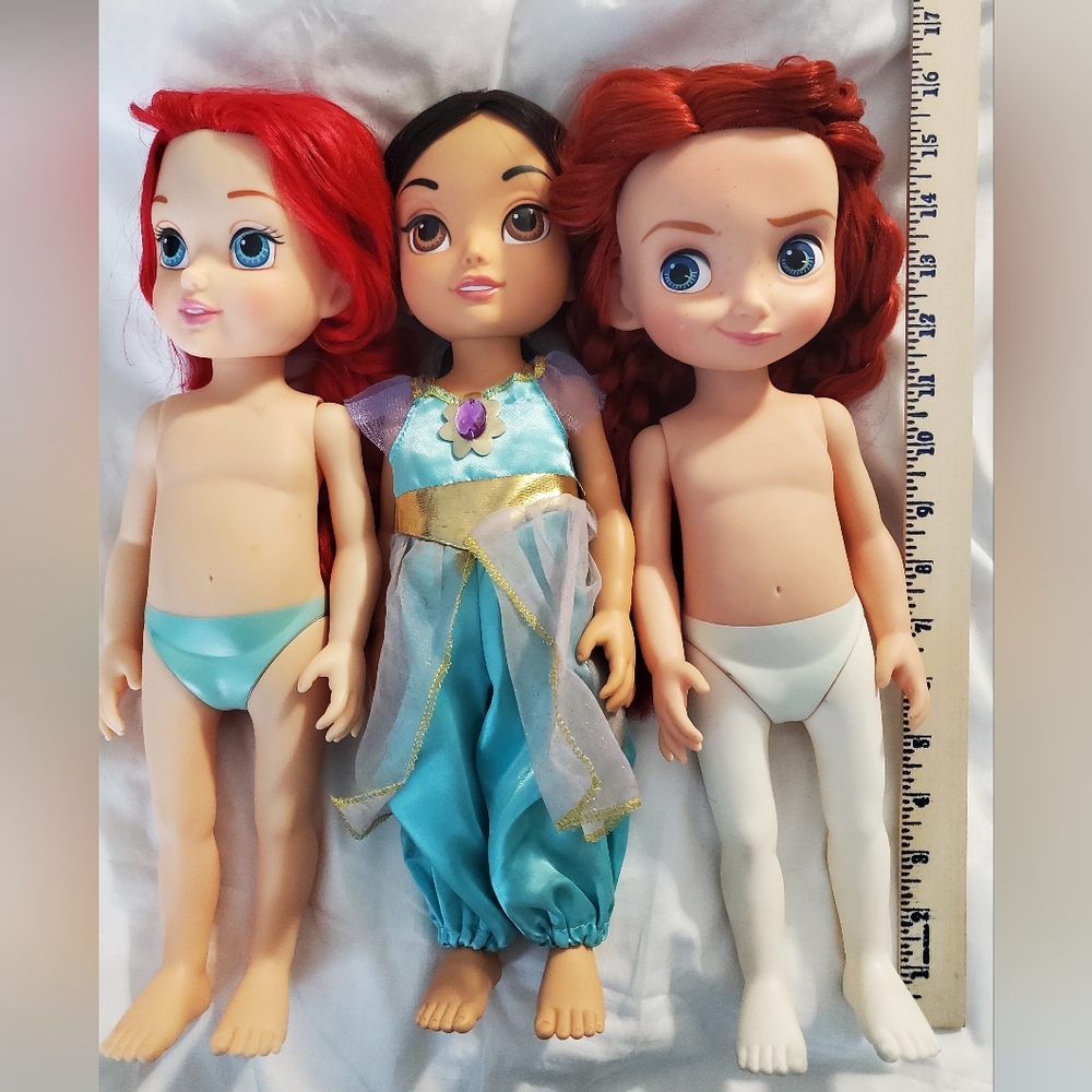 : 3 Disney jasmine  ariel Merida  Princess  15" dolls